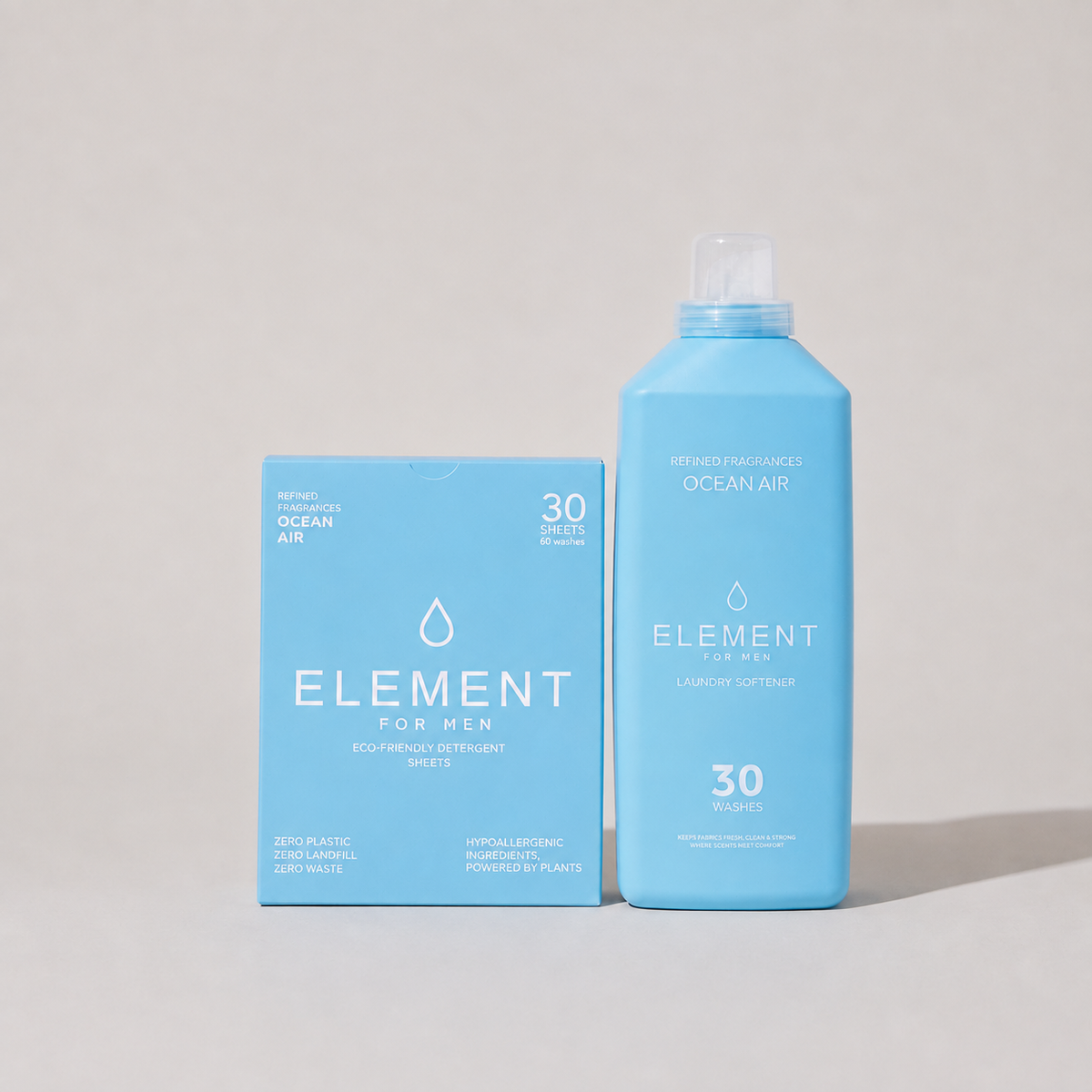 Element Ocean Air laundry bundle — detergent sheets and 1L fabric softener