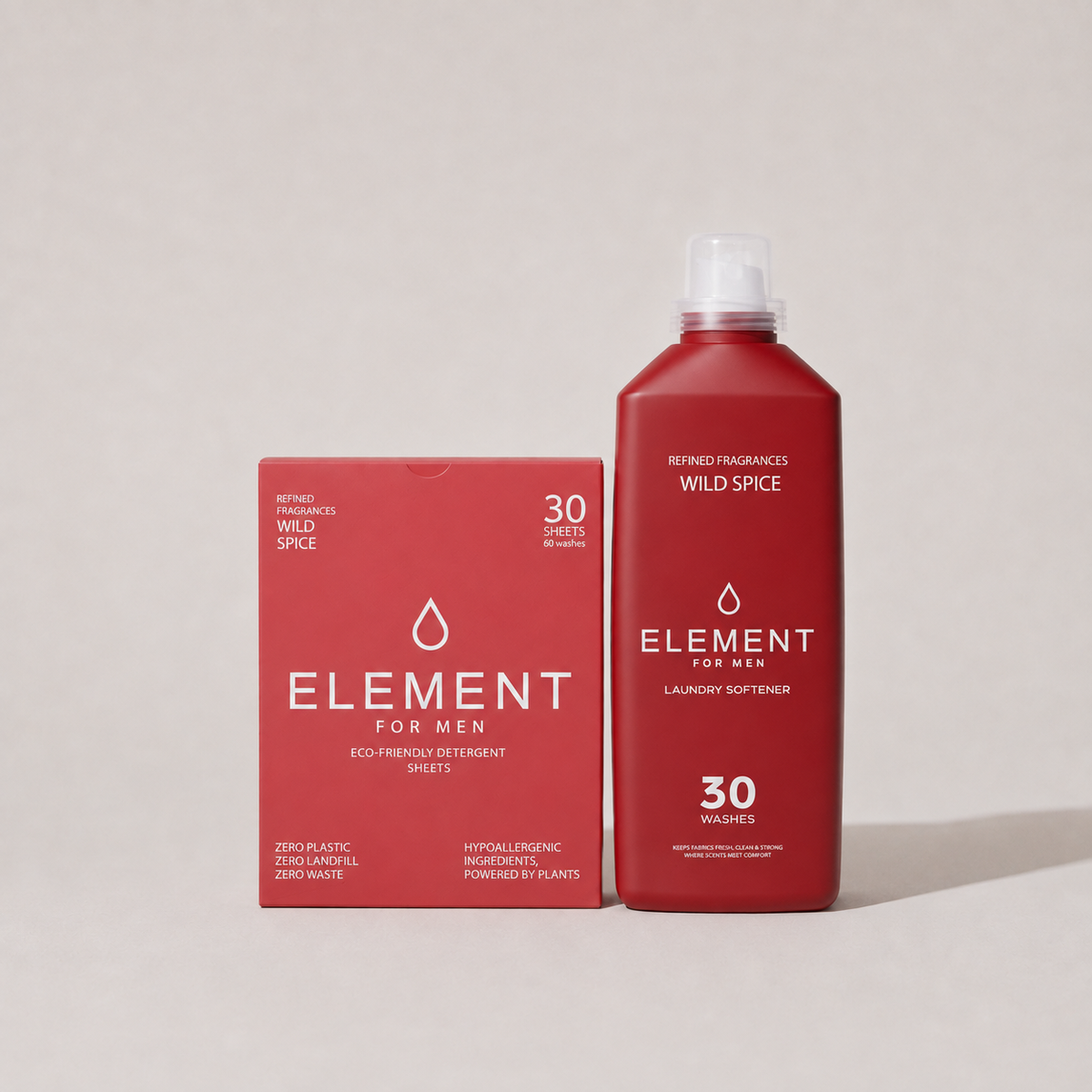 Element Wild Spice laundry bundle — detergent sheets and 1L fabric softener