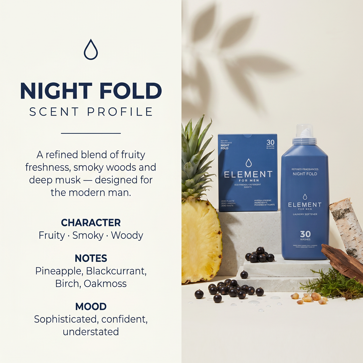 Night Fold detergent sheets and fabric softener together, one complete wash