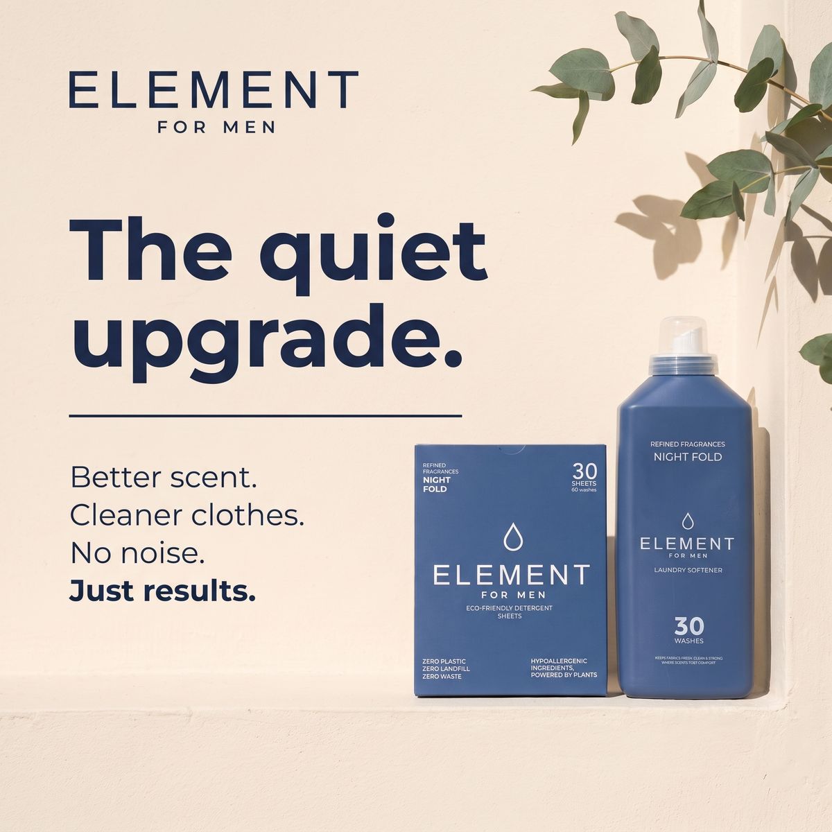 Element Night Fold laundry bundle on a shelf, styled like a fragrance