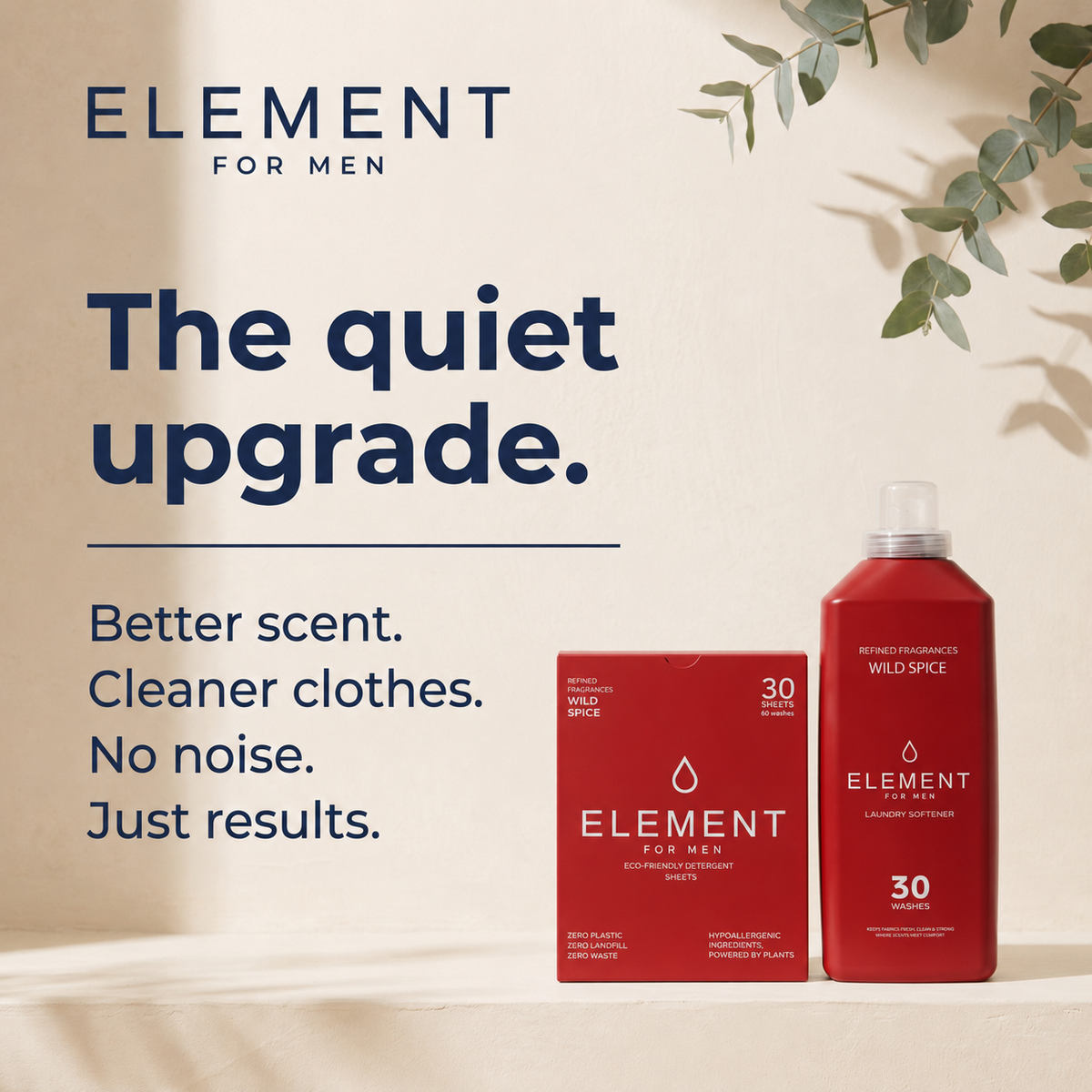 Element Wild Spice laundry bundle on a shelf, styled like a fragrance